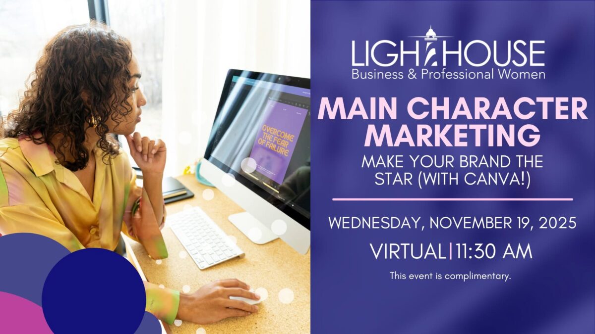 Lighthouse Nov Meeting flyer Main Character Marketing with Canva